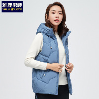 雅鹿冬季新款时尚休闲百搭白鸭绒连帽羽绒马甲女款羽绒背心1155YA09948