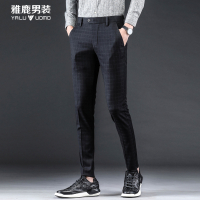 雅鹿男装新品时尚休闲商务格纹简约男式西裤YL-WJBL0011