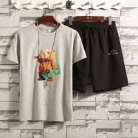 雅鹿男装短袖短裤休闲运动套装YLTZ017