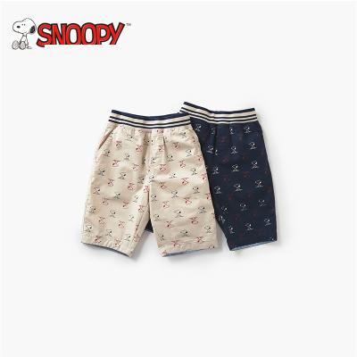 snoopy/史努比2018夏新款男女童装满印卡通五分纯棉短裤