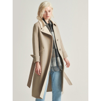 红豆女装Hodo Ladies双面呢大衣女毛呢赫本风韩版系带中长款呢子外套