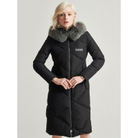 红豆女装Hodo Ladies白鸭绒加厚过膝大毛领长款羽绒服女