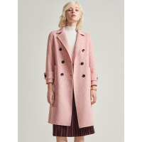 红豆女装Hodo Ladies羊毛大衣女中长款格子大衣高端毛呢外套