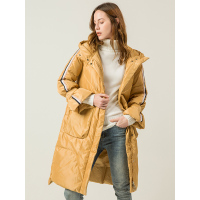 红豆女装Hodo Ladies中长款时尚加厚保暖羽绒服女白鸭绒连帽外套