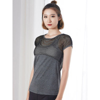 红豆女装Hodo Ladies网纱拼接瑜伽上衣女速干运动长袖宽松吸汗透气T恤