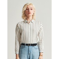 红豆女装Hodo Ladies女装复古气质条纹印花长袖衬衫女