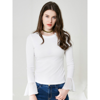 红豆女装Hodo Ladies女时尚喇叭长袖上衣修身显瘦套头打底衫女