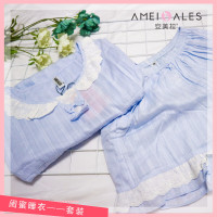 AMEIALES安美拉D217闺蜜睡衣套装夏季棉麻短裙薄款套装家居服