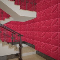 墙贴3D立体叶子墙纸创意自粘墙贴画客厅卧室电视背景墙防水墙贴纸壁纸R01玫红色