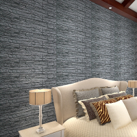 墙贴3D立体岩石块创意自粘画客厅卧室家装软饰装饰电视背景墙防水墙纸 银灰色