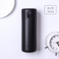 Face保温杯男女士小学生儿童316不锈钢便携小巧水杯ins风简约杯子KV35B-黑色