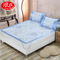 浪莎 家纺冰丝凉席 床单式席子 可折叠凉席三件套1.5/1.8米