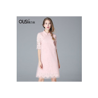 欧力丝夏季新款女装中国风改良时尚中袖旗袍 高端蕾丝复古连衣裙