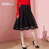 OLiSi欧力丝蕾丝半身裙中长款大摆裙中裙a字裙蓬蓬裙2018春季新款