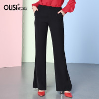 欧力丝2018春装上新女裤高腰喇叭裤长裤黑色女西装裤职业正装裤