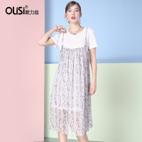 欧力丝2018新款夏新款碎花连衣裙小清新吊带裙印花蓬蓬裙连衣裙