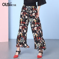 欧力丝韩范女潮碎花阔腿裤2018春夏新款高腰女裤宽松休闲沙滩长裤