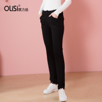 OLiSi欧力丝2018春季新款拼接弹力裤提臀铅笔女装长裤