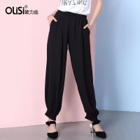 欧力丝初春新款女装高腰萝卜裤橡筋收口长裤原宿风哈伦裤女潮