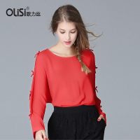 欧力丝春装新款女韩版时尚外穿蝙蝠袖上衣蝴蝶结雪纺小衫