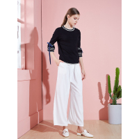 欧力丝2018夏季新款时尚圆领冰丝针织衫女套头七分袖薄款修身衬衣