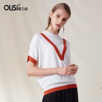 欧力丝2018新款圆领套头短袖针织衫女夏季宽松薄款简约时尚上衣女