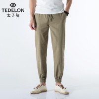 太子龙2018夏季新款亚麻9分裤棉麻修身束脚裤男
