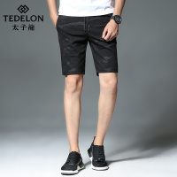 太子龙2018年夏款后破洞牛仔裤 五分裤中裤短裤男