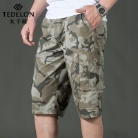 太子龙夏季男士青年装纯棉宽松休闲迷彩七分裤子男