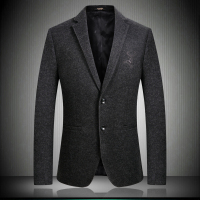 太子龙2018新款秋装男士羊毛呢修身休闲西装便服外套6835