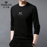 太子龙2019新款卫衣男长袖T恤纯色印花男装商务休闲打底衫X8696