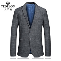 太子龙2019春季薄款单西 亚麻料灰色休闲男士西装时尚西服6825