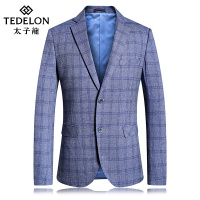 太子龙2019春季薄款单西 男士格子小西装商务休闲西服6826