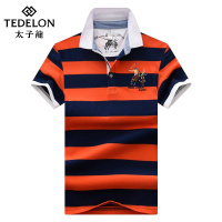 太子龙短袖男T恤2019夏装休闲翻领POLO衫半袖体恤纯色袖标打底LG1802
