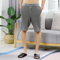 新款时尚条纹中腰皮筋运动休闲居家男士短裤睡裤