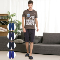 男款短袖短裤家居服套装
