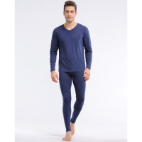 男款V领棉莱卡保暖内衣套装