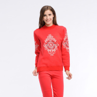 女款针织圆领加绒膝盖加厚护膝女士保暖内衣套装