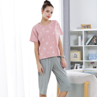 女款休闲运动短袖短裤家居服睡衣套装