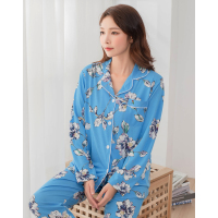 花雨伞【热卖】翻领莫代尔印花长袖长裤家居服套装女士睡衣女