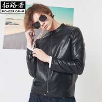 秋冬季皮夹克男修身皮衣 拓路者2018新款夹克棒球领防风pu皮外套