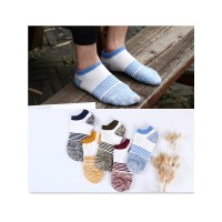 品彩(PinCai)【5双装】四季款粗线民族风纯棉男士船袜 休闲全棉拼色防臭吸汗PC-XUNL-X116