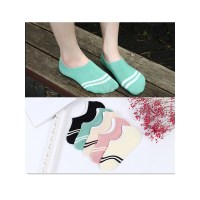 品彩(PinCai)【5双装】女士硅胶隐形棉两杠运动条纹袜子短船PC-XUNL-X109