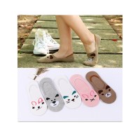 品彩(PinCai)【5双装】新款夏季女袜可爱动物头时尚隐形袜透气硅胶防滑袜子PC-XUNL-X74