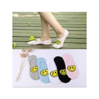品彩(PinCai)【5双装】新款春夏小清新硅胶防滑笑脸表情纯棉女隐形袜全棉女短袜PC-XUNL-X84