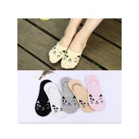 品彩(PinCai)【5双装】春夏款可爱女士全棉短袜 卡通小猫咪船袜PC-XUNL-X68