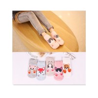 品彩(PinCai)【5双装】纯棉短袜 卡通动物纯棉袜子薄款浅口舒适短袜 PC-XUNL-XG15