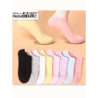 品彩【超值5双装】透气舒适浅口低帮船袜防臭袜 黑白灰纯色全棉袜PC-NR-10