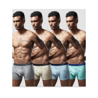 雅鹿出品4条装纯棉男士内裤平角内裤青年四角短裤纯棉裤头 CK-5510-1