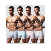 雅鹿出品4条装纯棉男士内裤平角内裤青年四角短裤时尚纯棉裤头 CK-9902-1